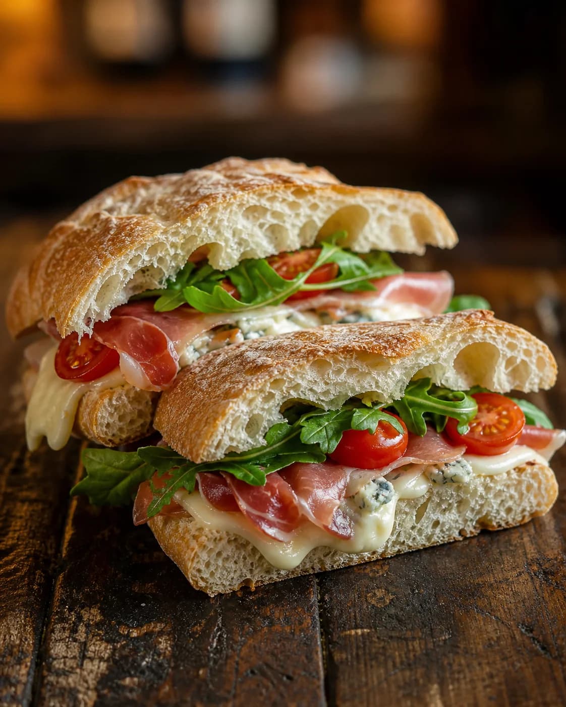 Sándwich de jamón crudo y rúcula